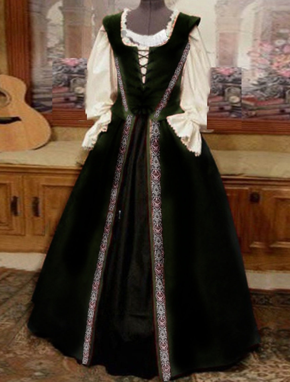 Vintage Medieval Retro Dress for Women's Halloween Cosplay and Prom