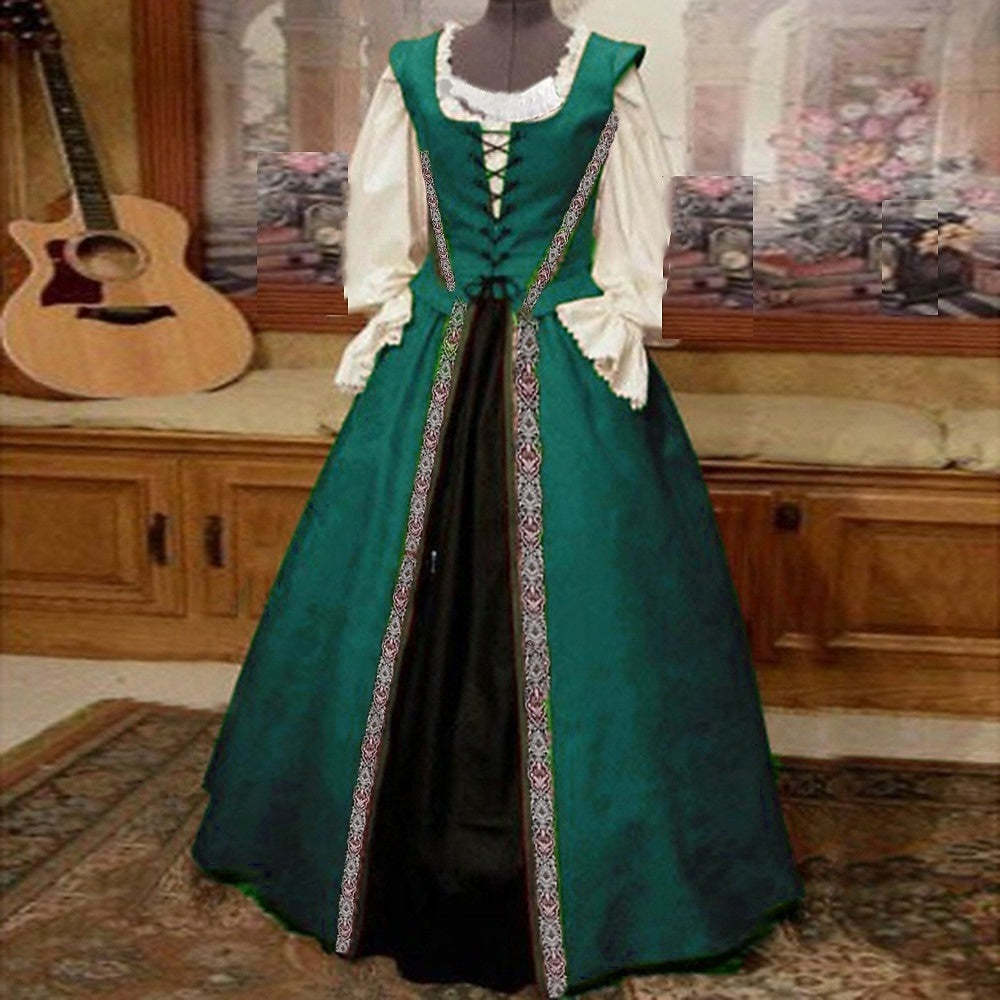 Vintage Medieval Retro Dress for Women's Halloween Cosplay and Prom