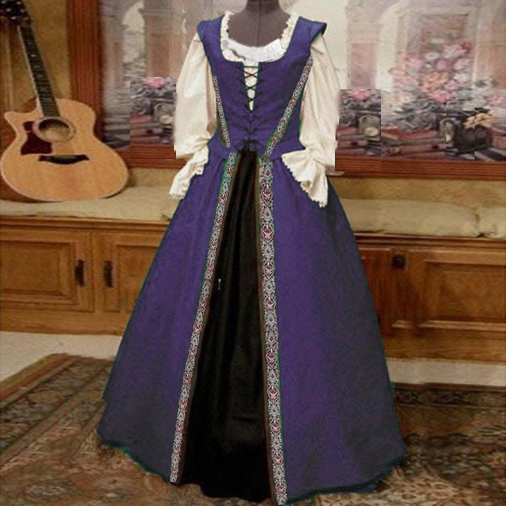 Vintage Medieval Retro Dress for Women's Halloween Cosplay and Prom