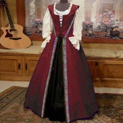 Vintage Medieval Retro Dress for Women's Halloween Cosplay and Prom