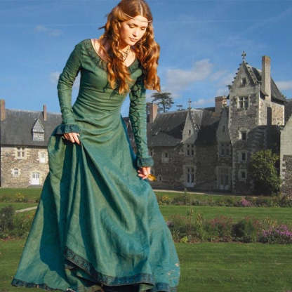 Medieval Vintage Retro Floor-Length Viking Dress for Halloween and Prom