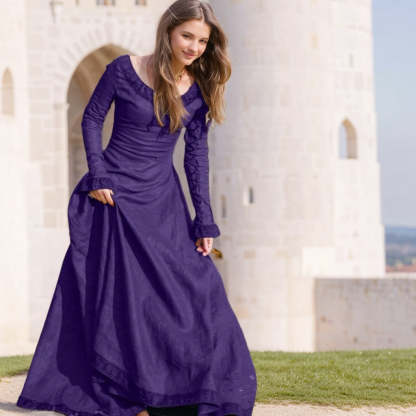 Medieval Vintage Retro Floor-Length Viking Dress for Halloween and Prom