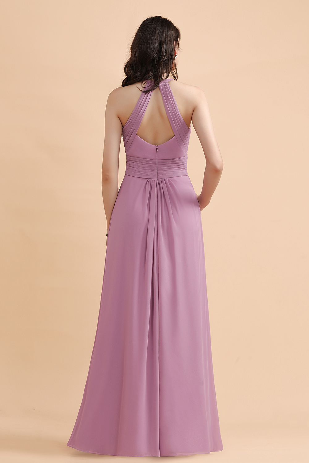 BMbridal Elegant Jewel Wisteria Chiffon Ruffles Bridesmaid Dress with Pockets On sale-BMbridal
