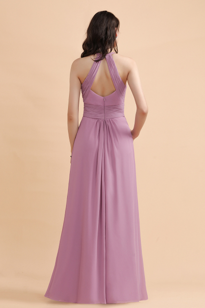 BMbridal Elegant Jewel Wisteria Chiffon Ruffles Bridesmaid Dress with Pockets On sale-BMbridal