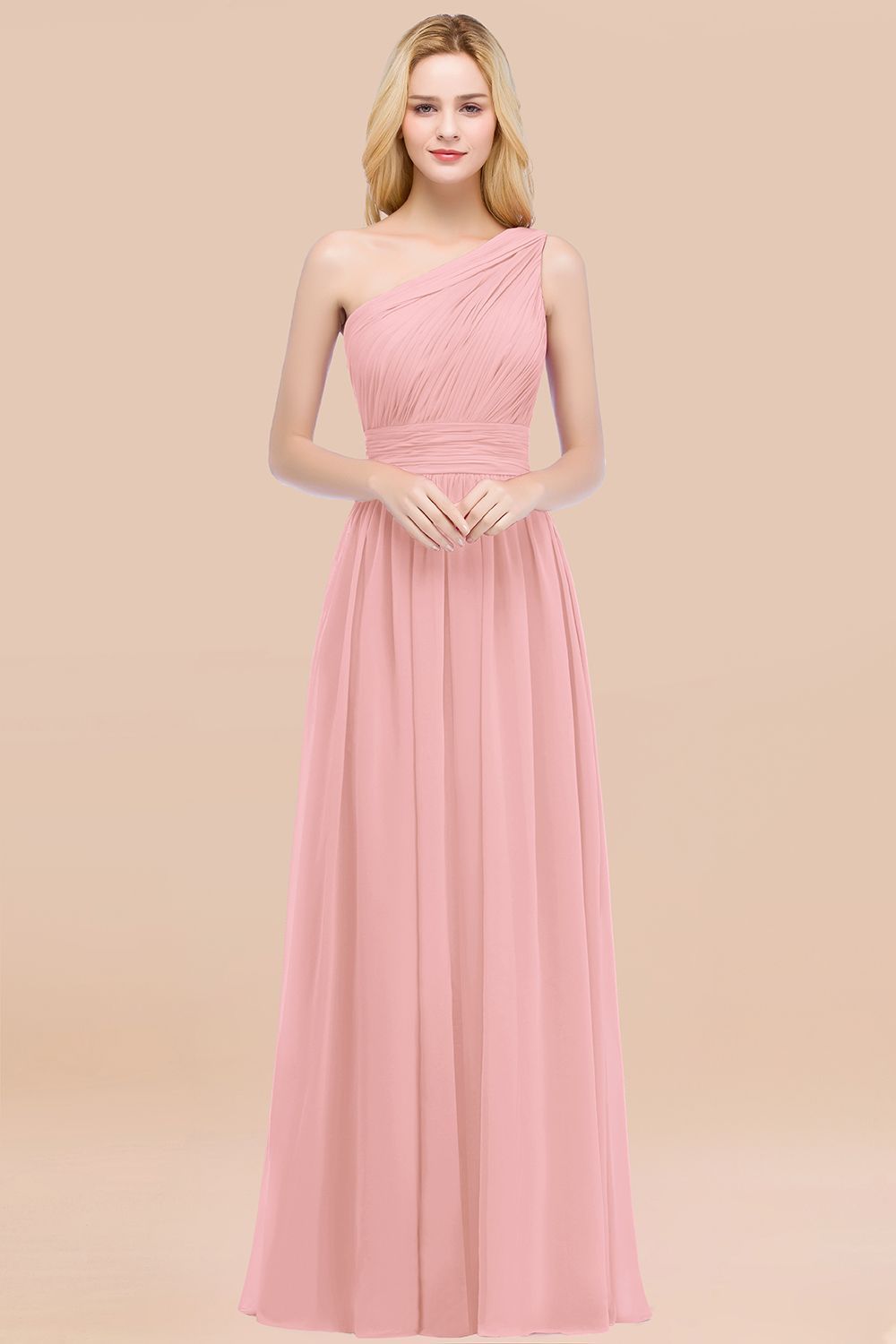 BMbridal Chic One-shoulder Sleeveless Burgundy Chiffon Bridesmaid Dresses Online-BMbridal