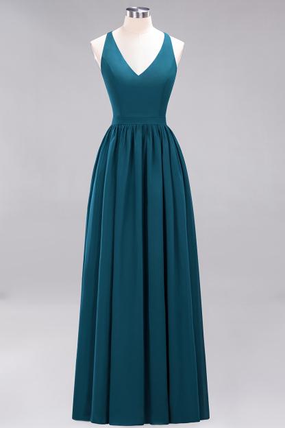 BMbridal Affordable Chiffon V-Neck Sleeveless Lace Bridesmaid Dress Online-BMbridal