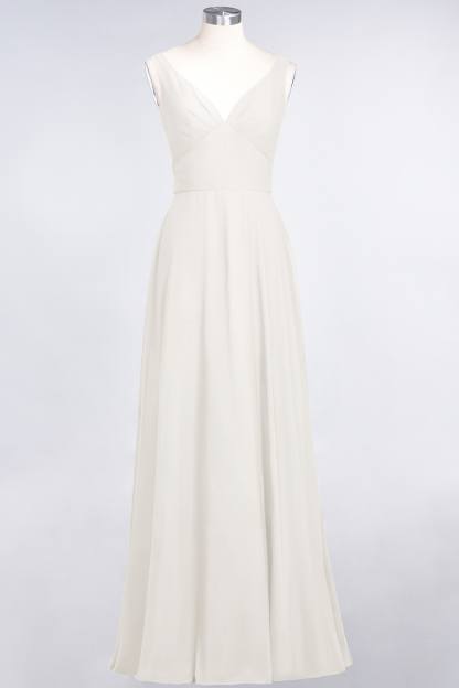 BMbridal Chic Chiffon V-Neck Straps Ruffle Affordable Bridesmaid Dresses with Open Back-BMbridal