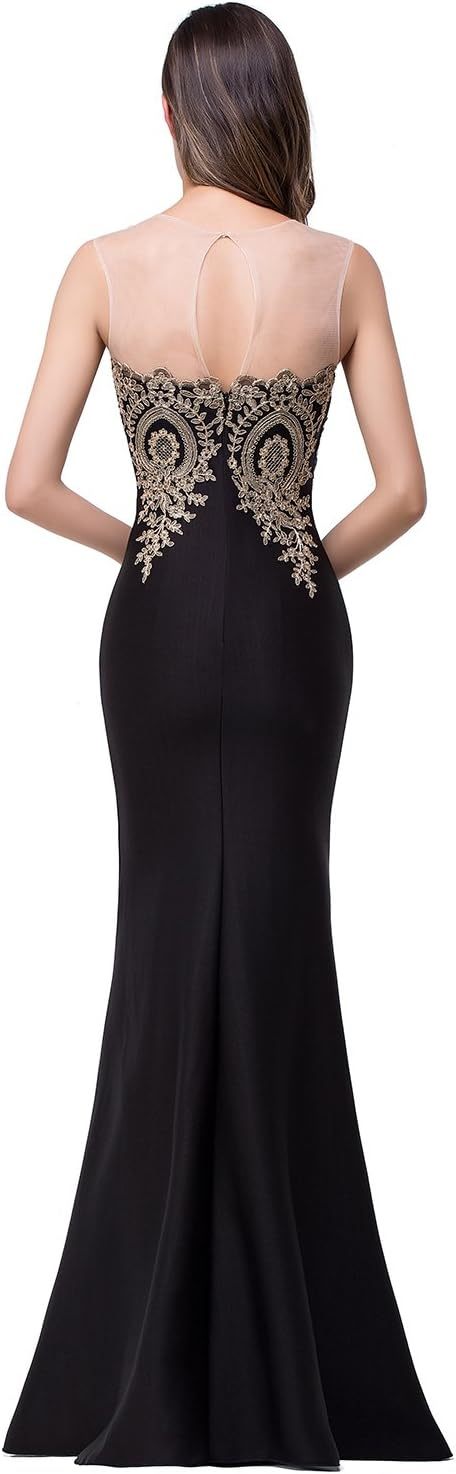 Women's Lace Applique Long Formal Mermaid Evening Prom Dresses-BMbridal.UK