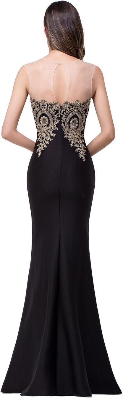 Women's Lace Applique Long Formal Mermaid Evening Prom Dresses-BMbridal.UK