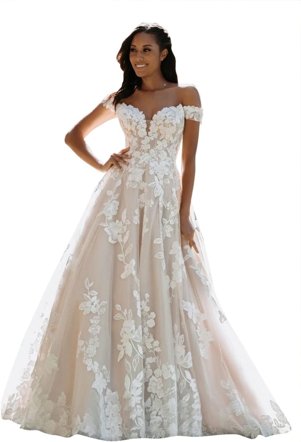 Women's Beach Spaghetti Strap Wedding Dresses for Bride 2025 Boho Long Lace Bridal Gowns for Wedding-BMbridal.UK