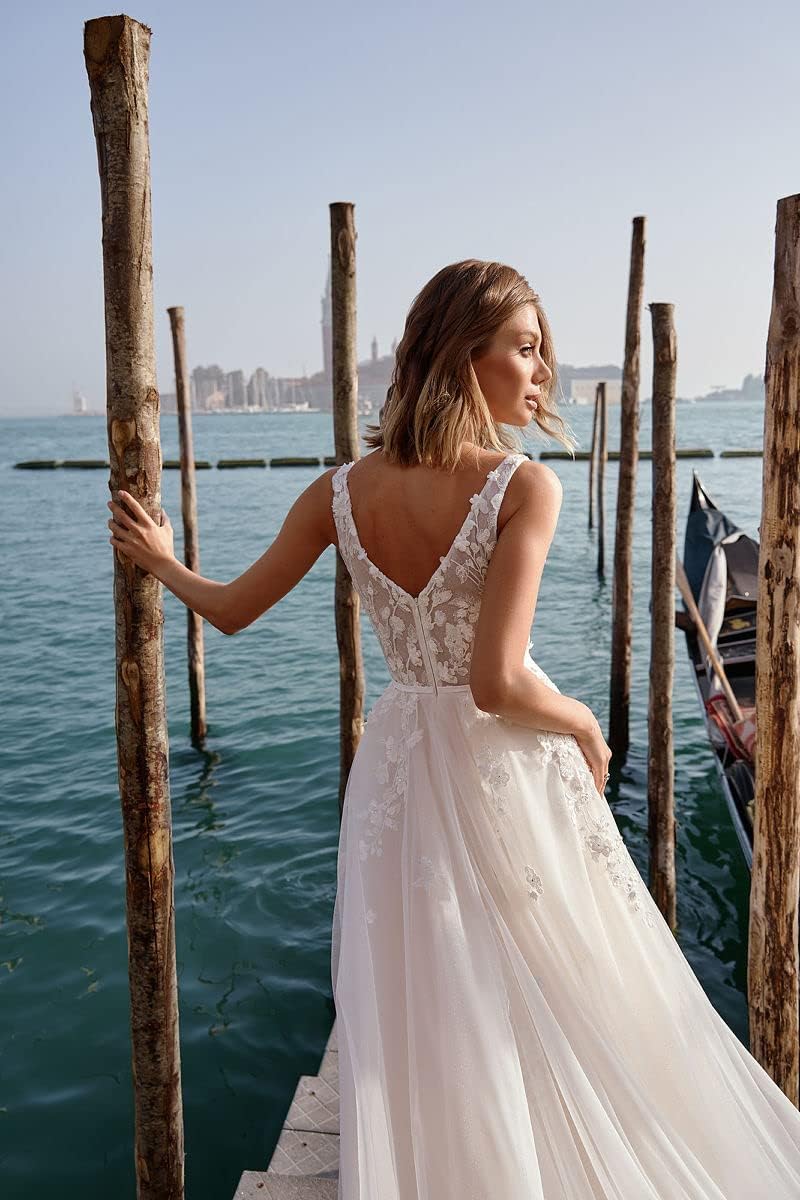 Lace Appliqued Wedding Dresses for Bride 2025 Beach Wedding Bridal Gowns for Women SE002-BMbridal.UK