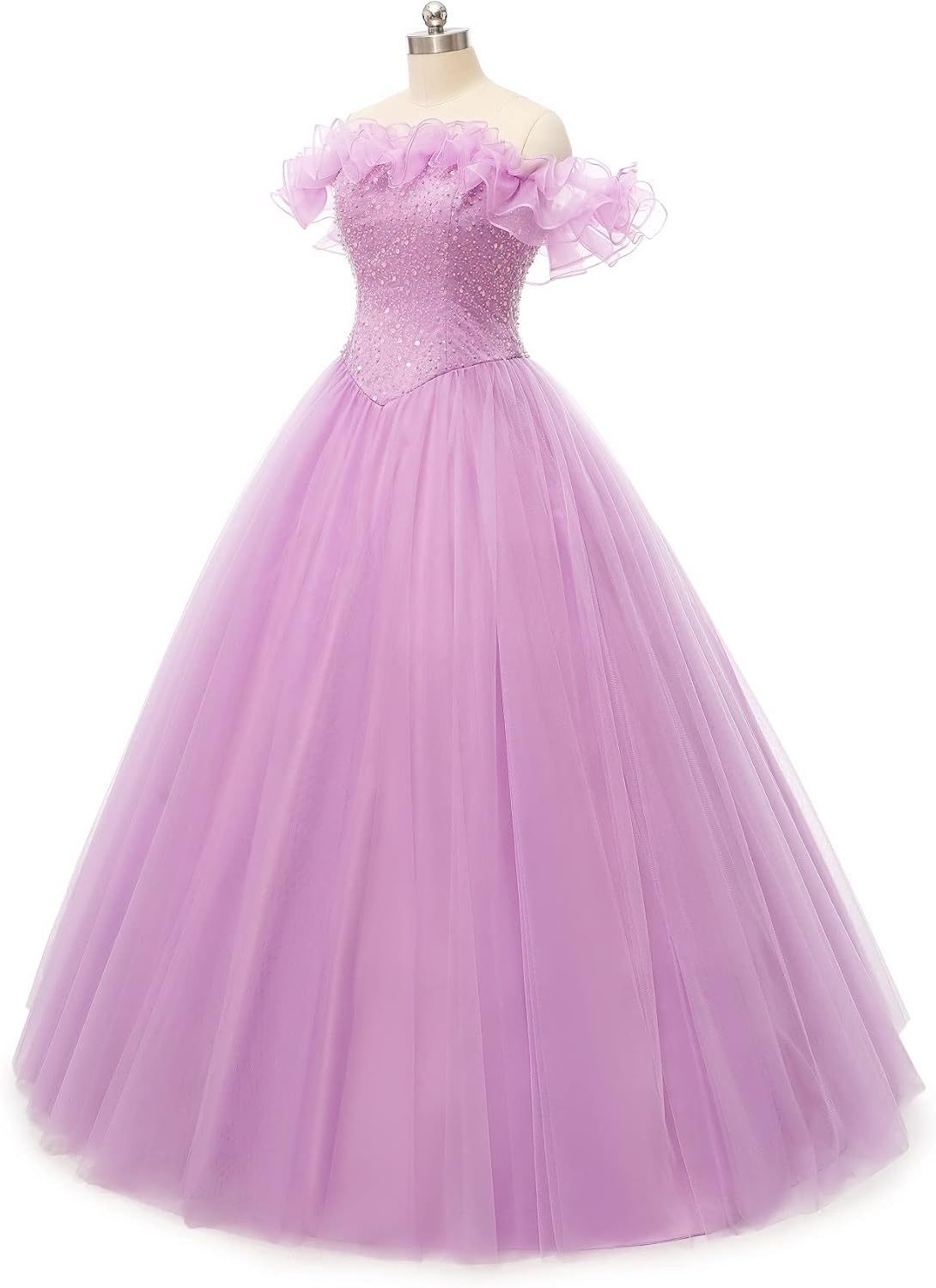BMbride Women's Beading Sweetheart Ball Gown Tulle Layed Long Quinceanera Dress-BMbridal.UK