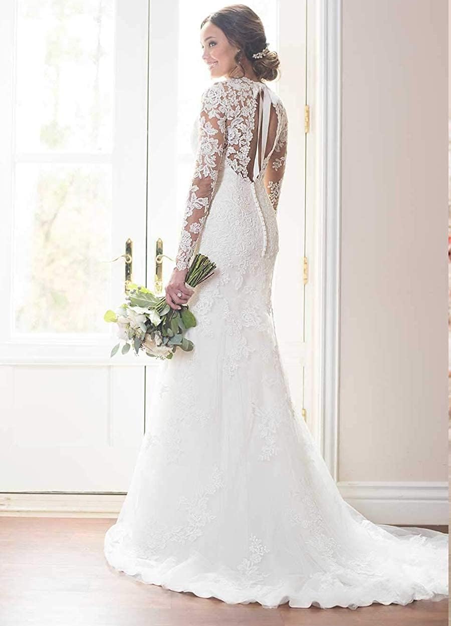 Women's Beach Spaghetti Strap Wedding Dresses for Bride 2025 Boho Long Lace Bridal Gowns for Wedding-BMbridal.UK