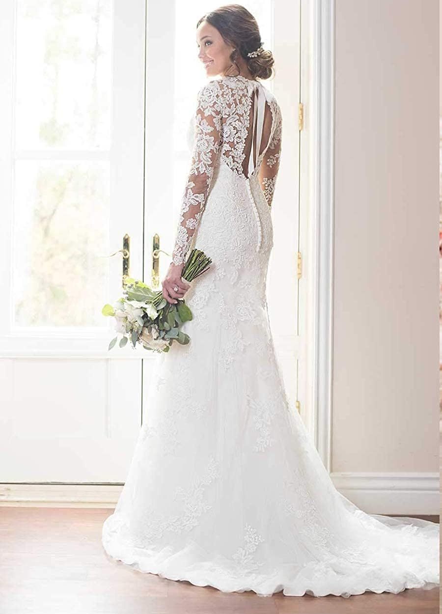 Women's Beach Spaghetti Strap Wedding Dresses for Bride 2025 Boho Long Lace Bridal Gowns for Wedding-BMbridal.UK