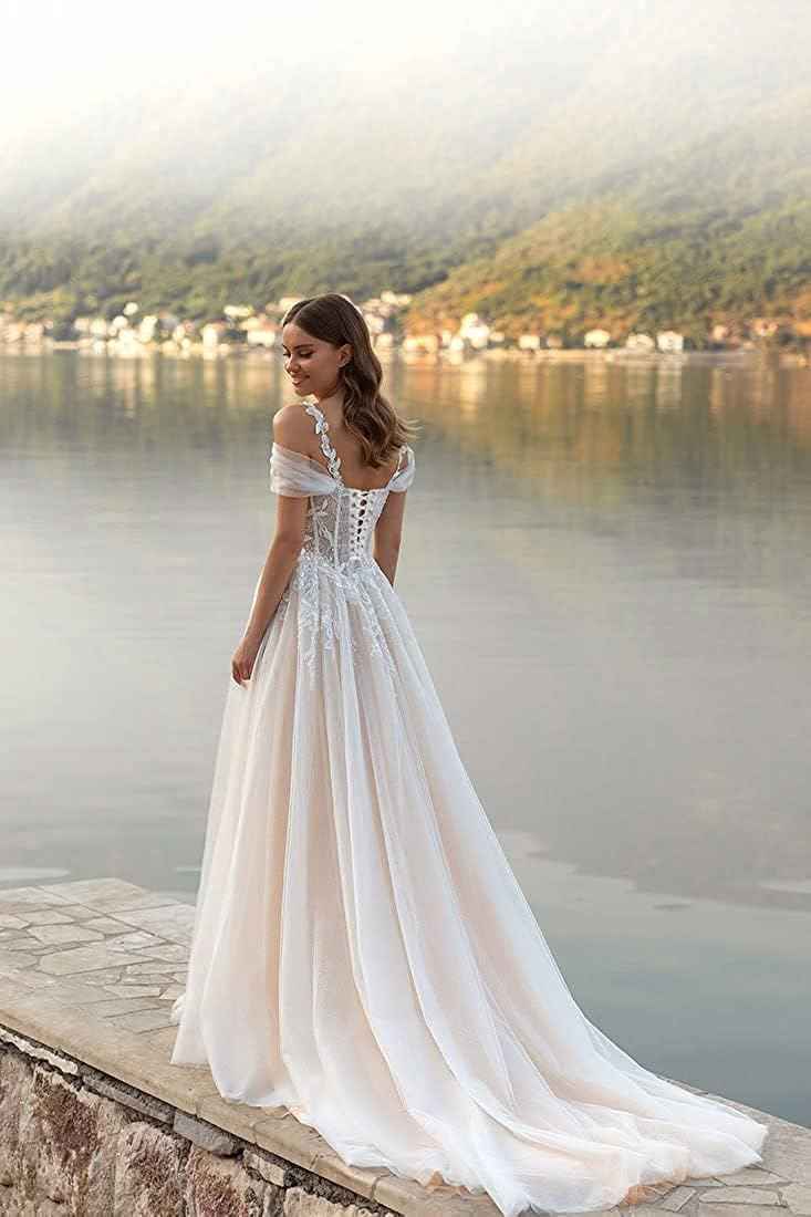Loyeloy Women's Wedding Dresses for Bride 2025 Sexy V Neck Slit Lace Bridal Wedding Gowns for Bride YJ010-BMbridal.UK