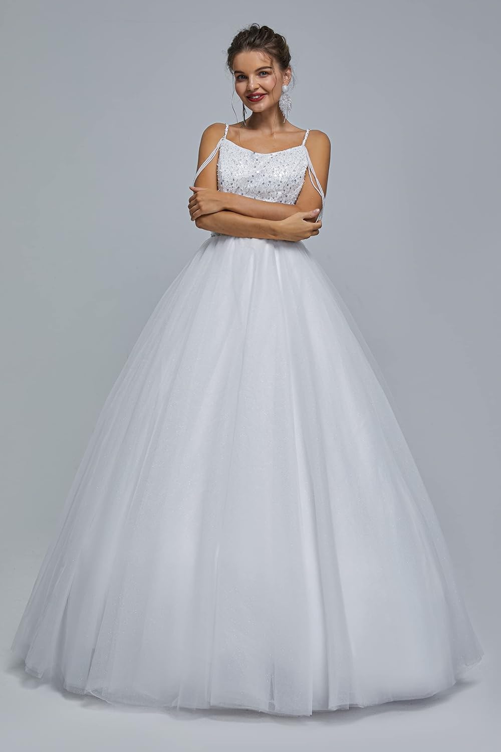BMbride Women's Beading Sweetheart Ball Gown Tulle Layed Long Quinceanera Dress-BMbridal.UK