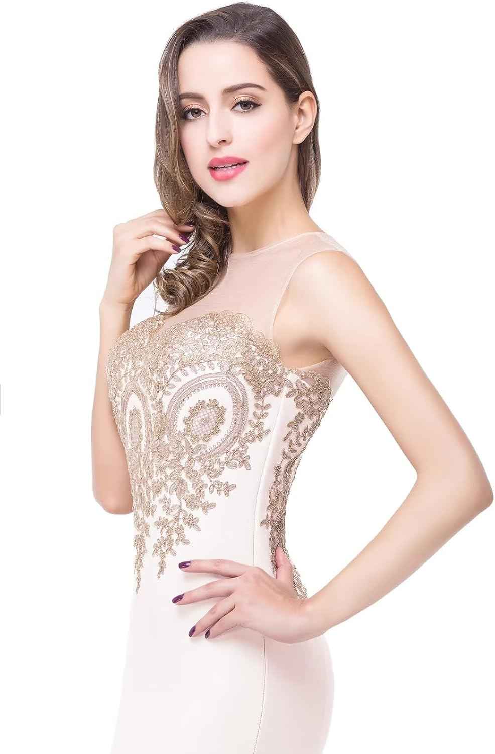 Women's Lace Applique Long Formal Mermaid Evening Prom Dresses-BMbridal.UK