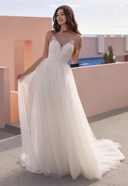 Loyeloy Women's Wedding Dresses for Bride 2025 Sexy V Neck Slit Lace Bridal Wedding Gowns for Bride YJ010-BMbridal.UK