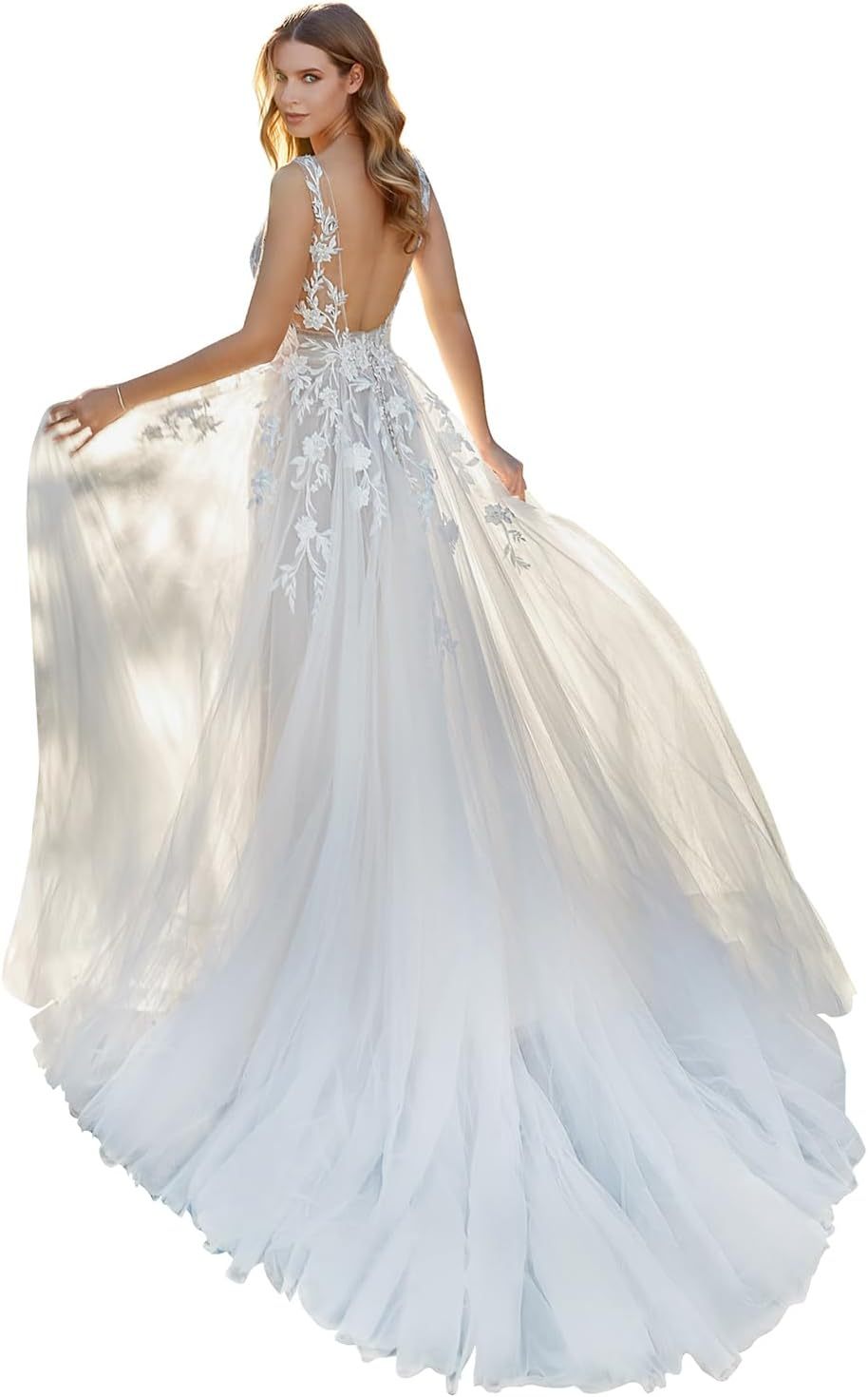 Lace Appliqued Wedding Dresses for Bride 2025 Beach Wedding Bridal Gowns for Women SE002-BMbridal.UK