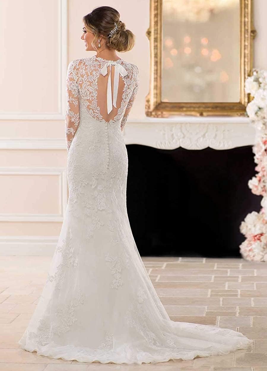 Women's Beach Spaghetti Strap Wedding Dresses for Bride 2025 Boho Long Lace Bridal Gowns for Wedding-BMbridal.UK