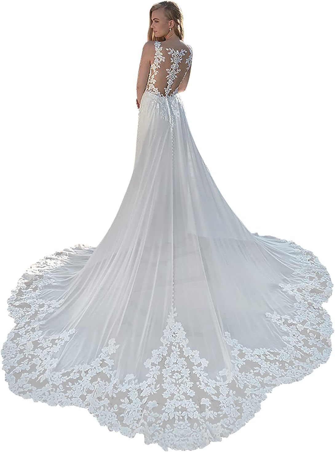 Lace Appliqued Wedding Dresses for Bride 2025 Beach Wedding Bridal Gowns for Women SE002-BMbridal.UK