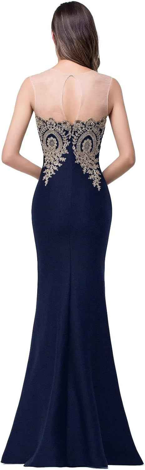 Women's Lace Applique Long Formal Mermaid Evening Prom Dresses-BMbridal.UK