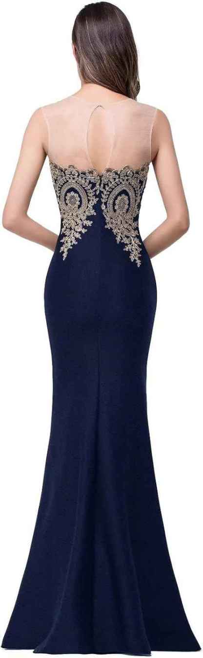 Women's Lace Applique Long Formal Mermaid Evening Prom Dresses-BMbridal.UK