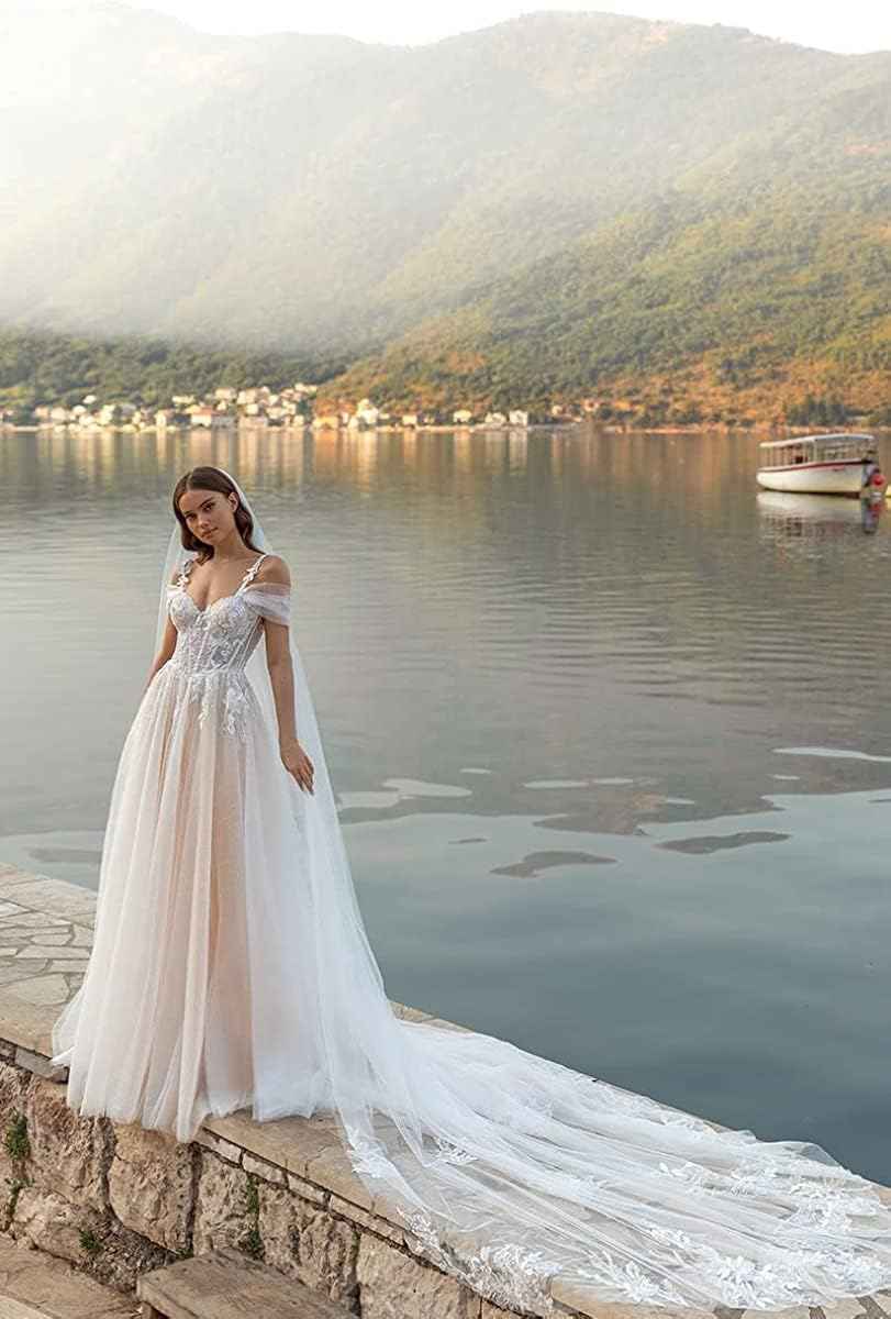 Loyeloy Women's Wedding Dresses for Bride 2025 Sexy V Neck Slit Lace Bridal Wedding Gowns for Bride YJ010-BMbridal.UK