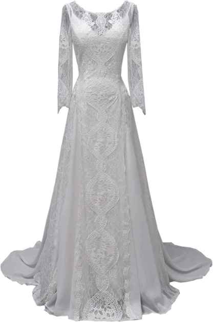 Women's Beach Wedding Dresses for Bride 2022 Vintage Long Sleeves Lace Bohemian Bridal Gown-BMbridal.UK