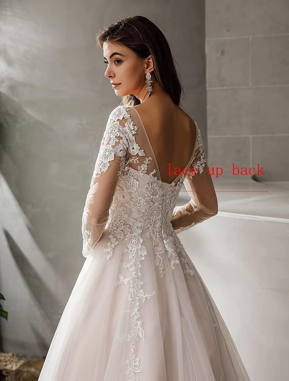 Loyeloy Women's Wedding Dresses for Bride 2025 Sexy V Neck Slit Lace Bridal Wedding Gowns for Bride YJ010-BMbridal.UK