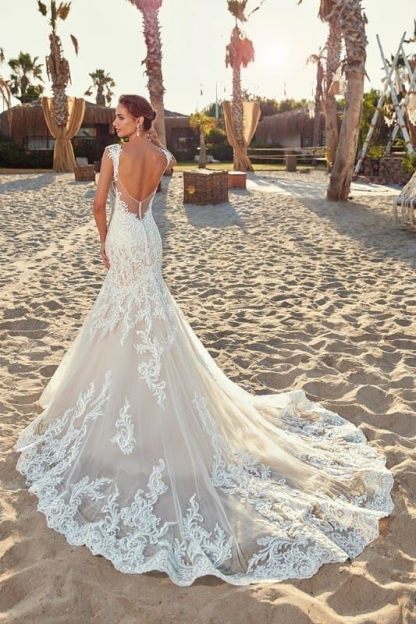 Loyeloy Women's Wedding Dresses for Bride 2025 Sexy V Neck Slit Lace Bridal Wedding Gowns for Bride YJ010-BMbridal.UK