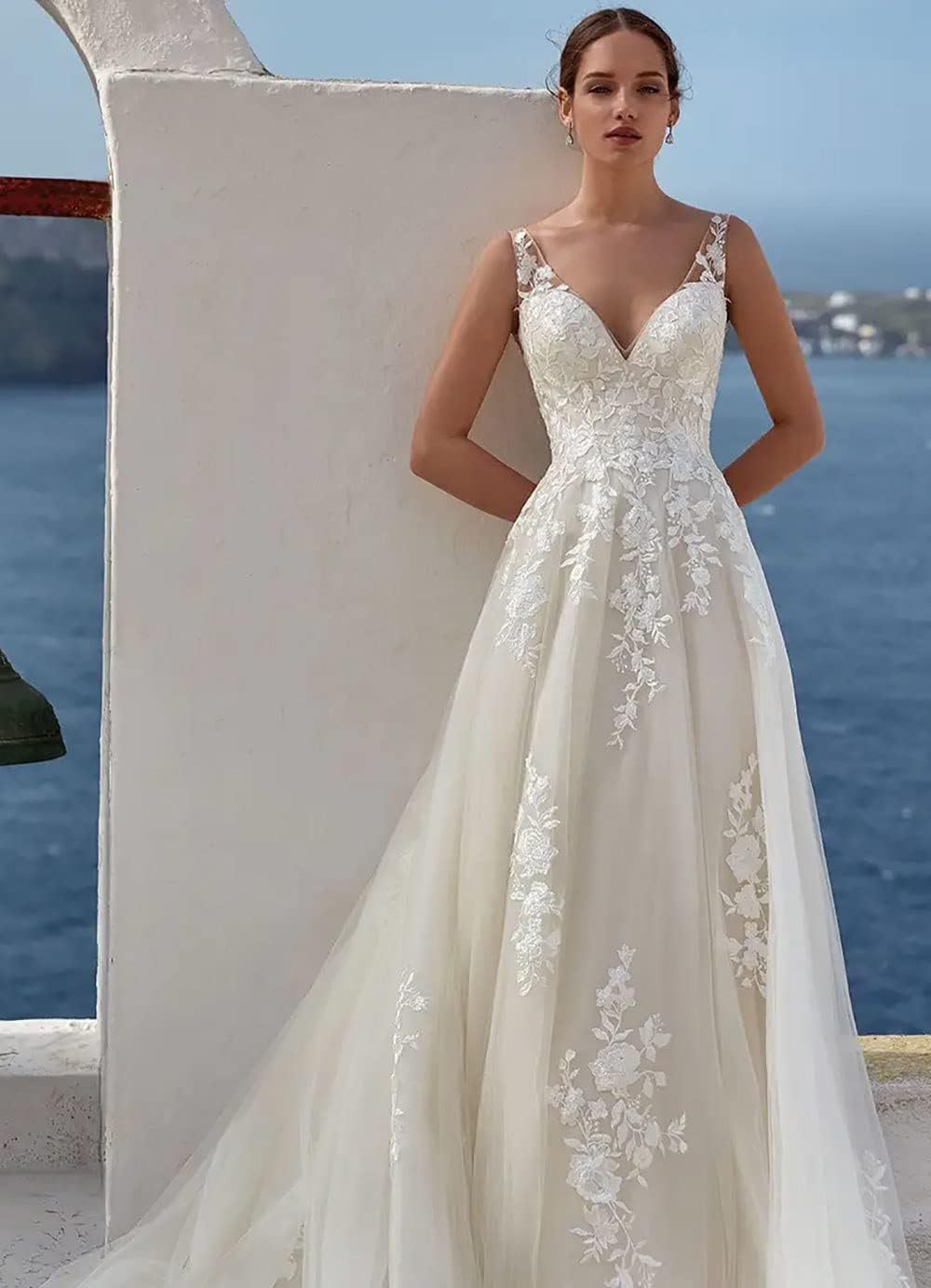 Lace Appliqued Wedding Dresses for Bride 2025 Beach Wedding Bridal Gowns for Women SE002-BMbridal.UK
