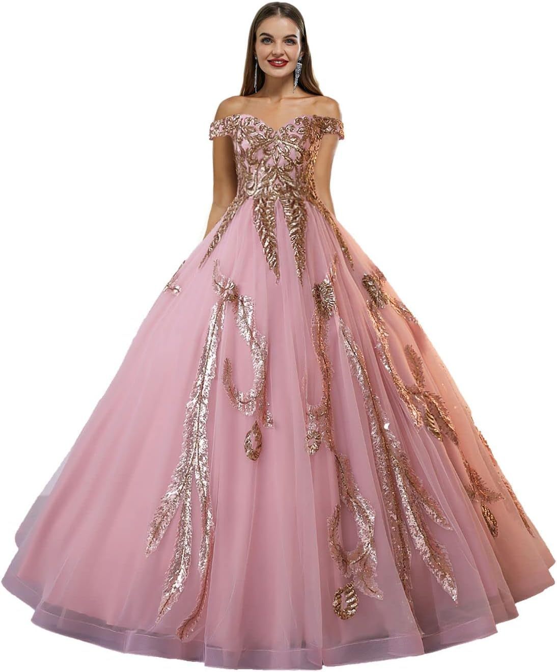 BMbride Women's Beading Sweetheart Ball Gown Tulle Layed Long Quinceanera Dress-BMbridal.UK