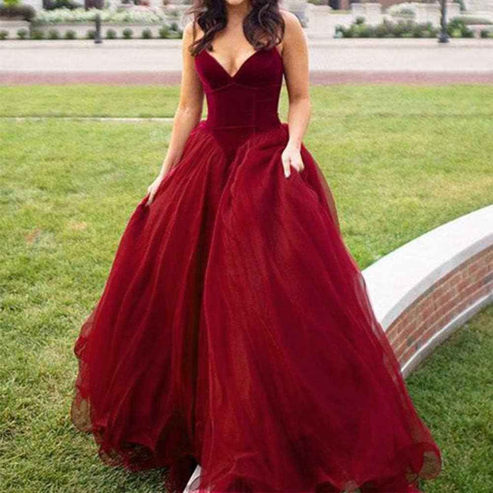 V Neck Velvet and Tulle Long Ball Gown Corset Formal Evening Prom Dresses-BMbridal.UK