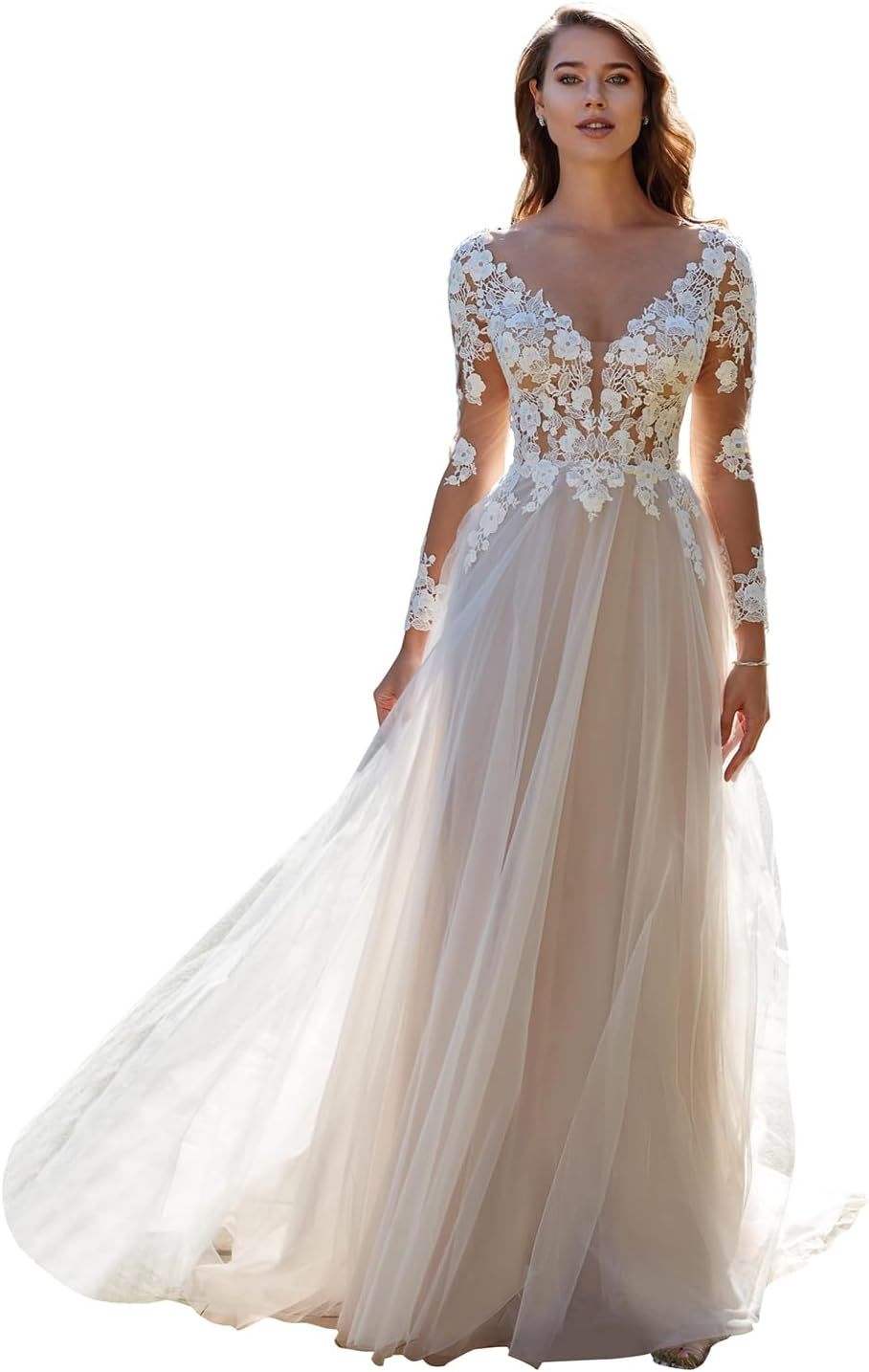 Lace Appliqued Wedding Dresses for Bride 2025 Beach Wedding Bridal Gowns for Women SE002-BMbridal.UK