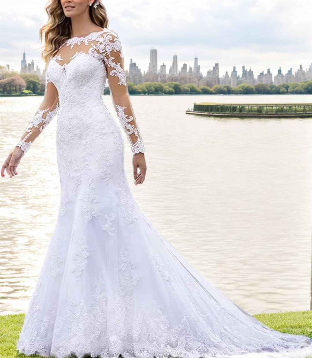 Mermaid Wedding Dresses for Bride 2025 Lace Bridal Gowns Beach Bridal Dress for Wedding Gowns-BMbridal.UK