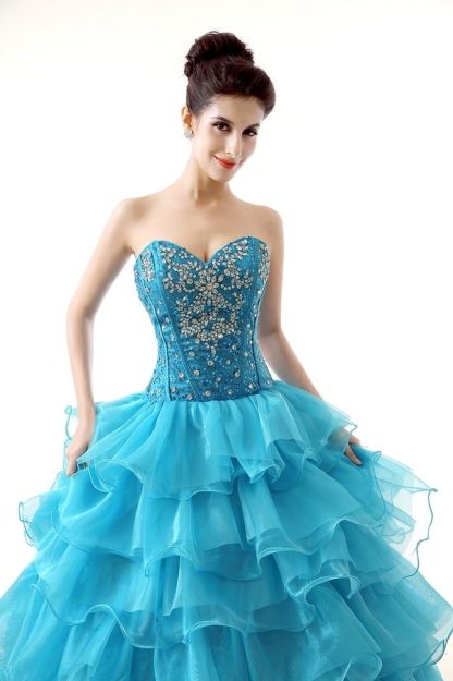 BMbride Women's Beading Sweetheart Ball Gown Tulle Layed Long Quinceanera Dress-BMbridal.UK