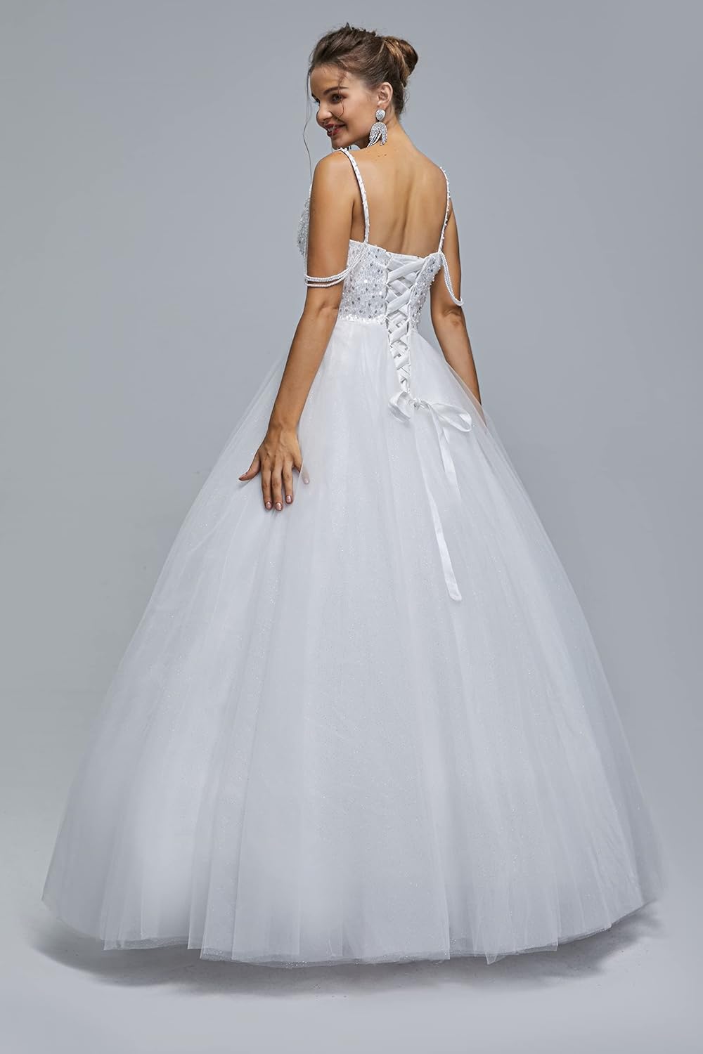 BMbride Women's Beading Sweetheart Ball Gown Tulle Layed Long Quinceanera Dress-BMbridal.UK