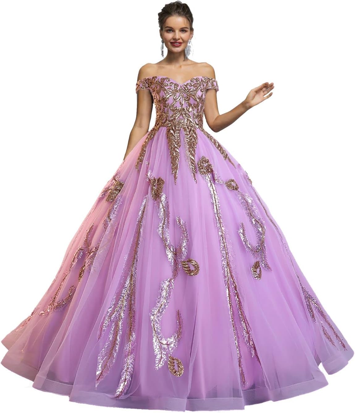 BMbride Women's Beading Sweetheart Ball Gown Tulle Layed Long Quinceanera Dress-BMbridal.UK