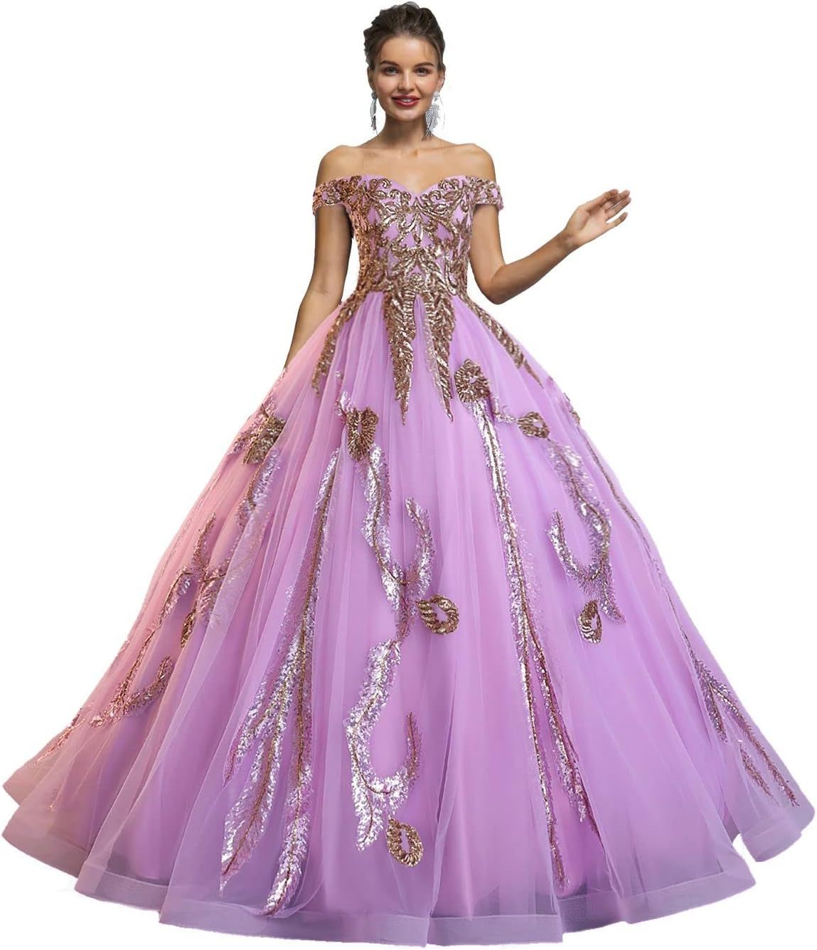 BMbride Women's Beading Sweetheart Ball Gown Tulle Layed Long Quinceanera Dress-BMbridal.UK