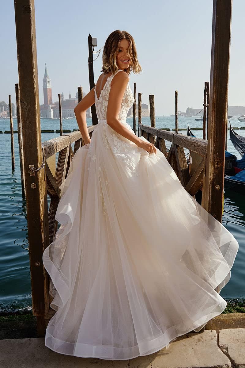 Lace Appliqued Wedding Dresses for Bride 2025 Beach Wedding Bridal Gowns for Women SE002-BMbridal.UK