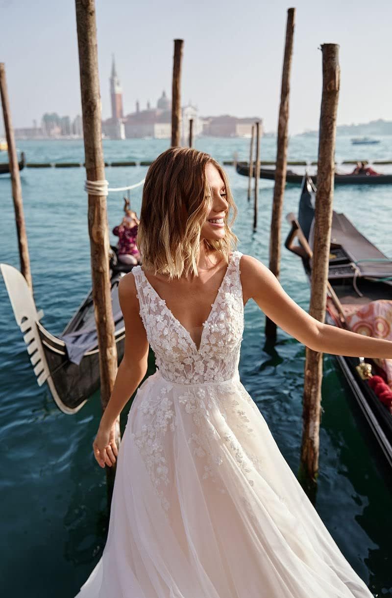 Lace Appliqued Wedding Dresses for Bride 2025 Beach Wedding Bridal Gowns for Women SE002-BMbridal.UK