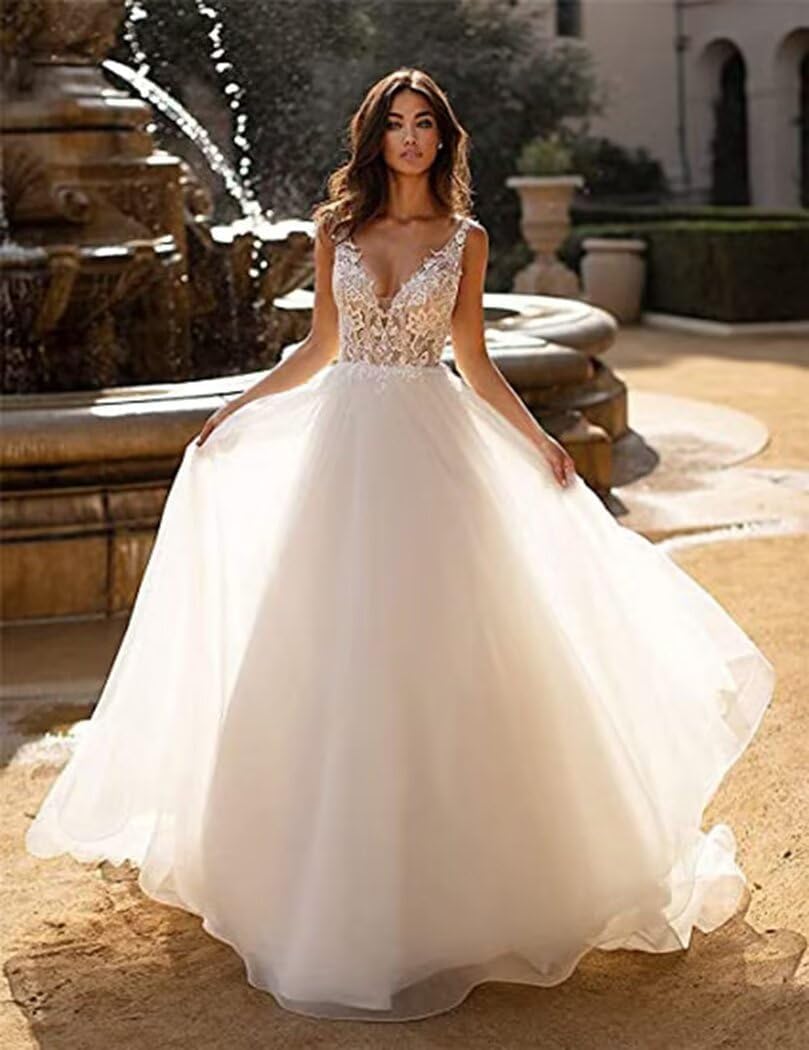 Lace Appliqued Wedding Dresses for Bride 2025 Beach Wedding Bridal Gowns for Women SE002-BMbridal.UK