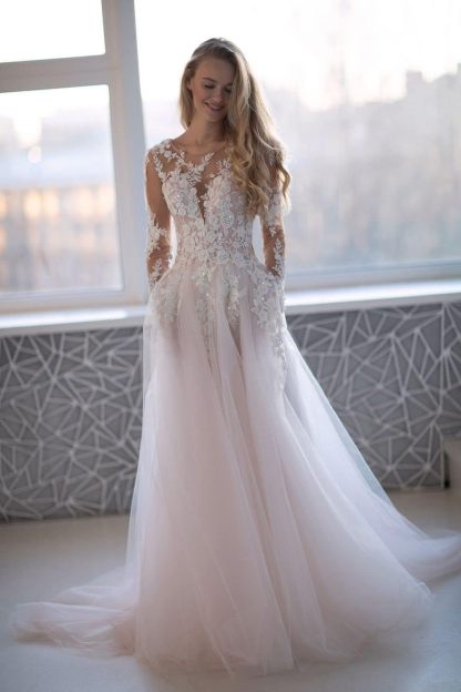 Loyeloy Women's Wedding Dresses for Bride 2025 Sexy V Neck Slit Lace Bridal Wedding Gowns for Bride YJ010-BMbridal.UK