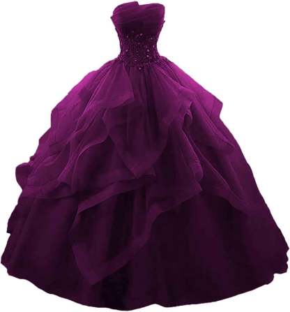 Prom Dress Long Ruffles Ball Gown Quinceanera Dresses Strapless Lace Tulle Beaded Princess Evening Dress-BMbridal.UK