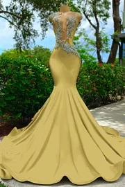Strapless Sleeveless Backless Mermaid Long Prom Dress With Appliques