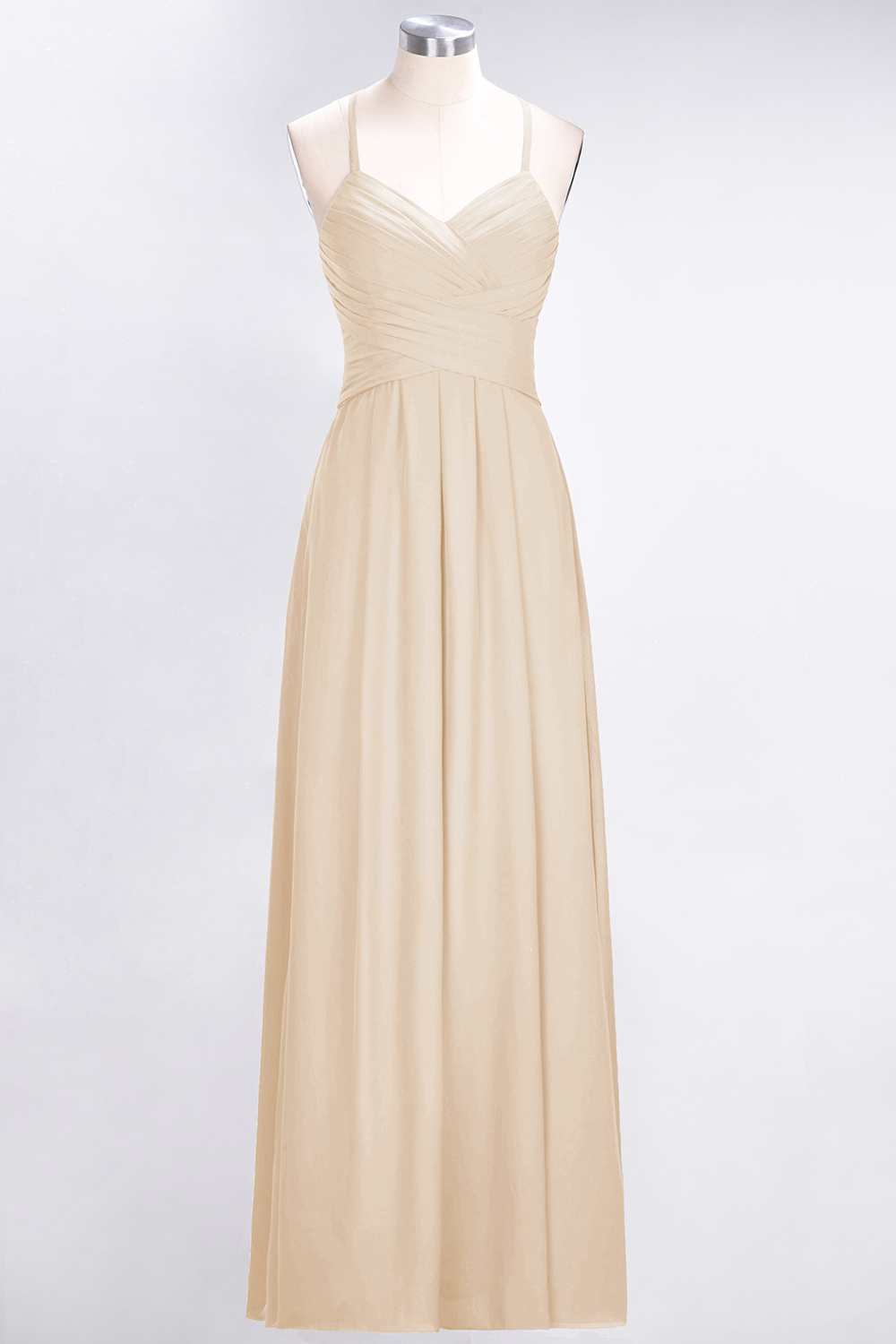 BMbridal Affordable Spaghetti Straps V-Neck Burgundy Chiffon Bridesmaid Dress with Keyhole Back-BMbridal