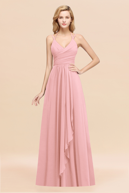 BMbridal Affordable Chiffon Burgundy Bridesmaid Dress With Spaghetti Straps-BMbridal