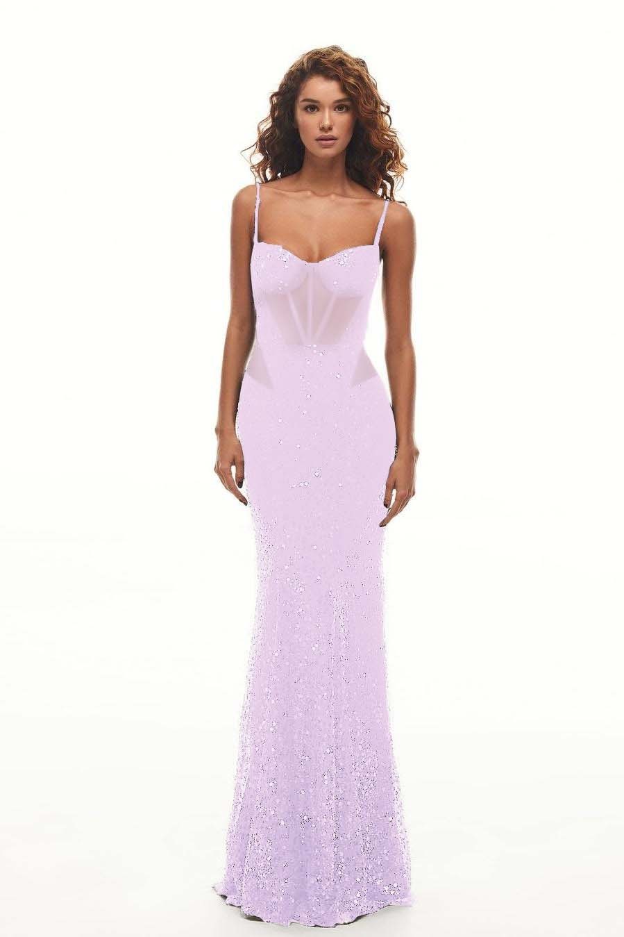 Spaghetti Strap Sweetheart Mermaid Long Prom Dress With Sequins