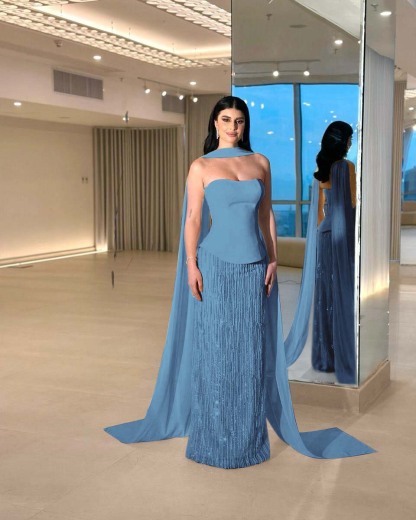 Charming Strapless Sleeveless Long Prom Dress With Beading Pleated